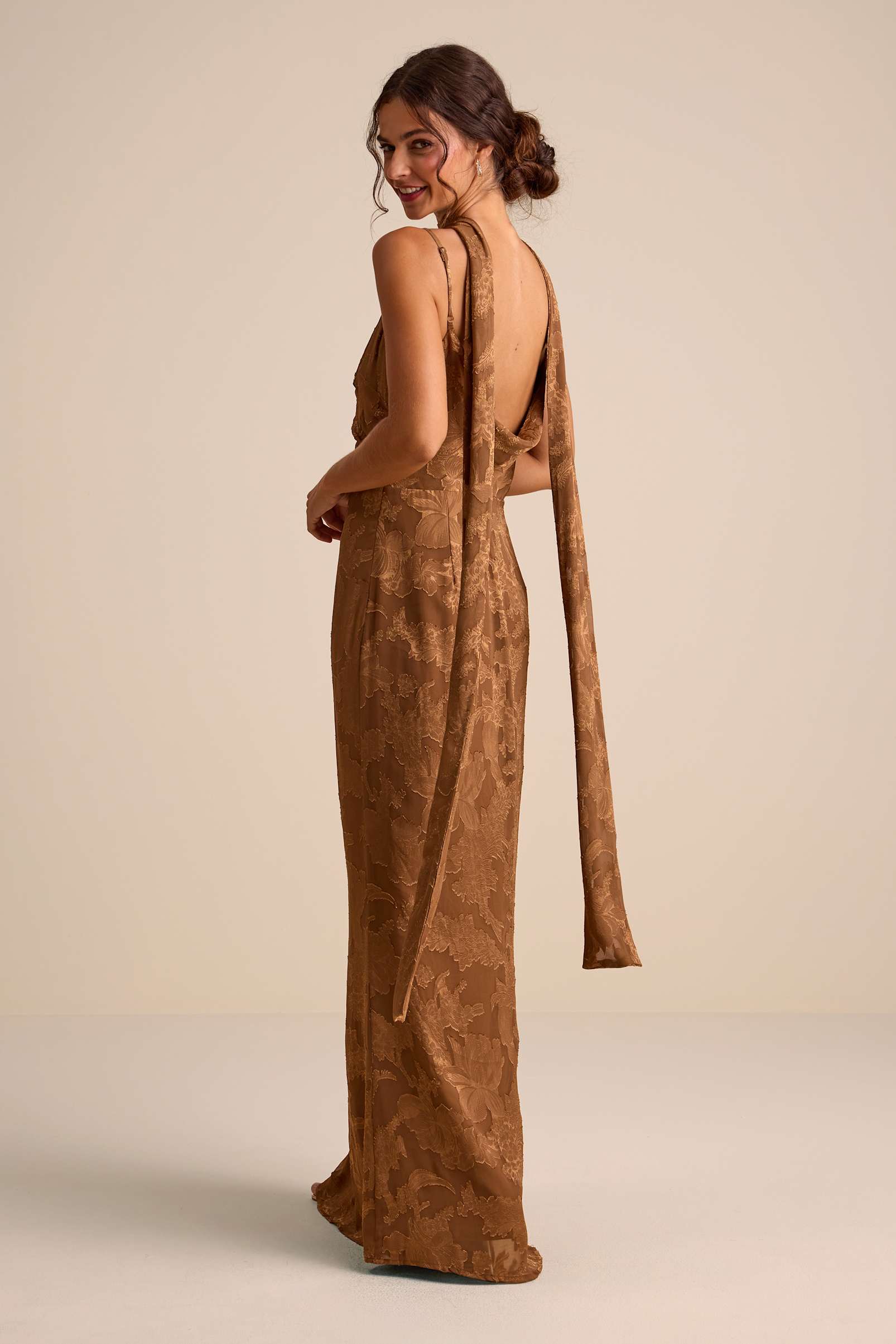BURNOUT SASH SCARF MAXI DRESS