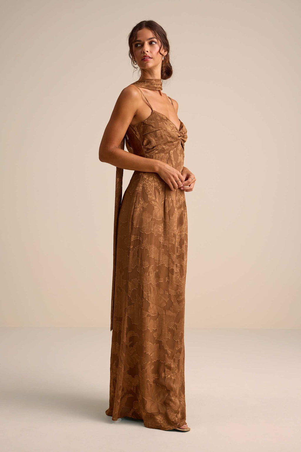 BURNOUT SASH SCARF MAXI DRESS