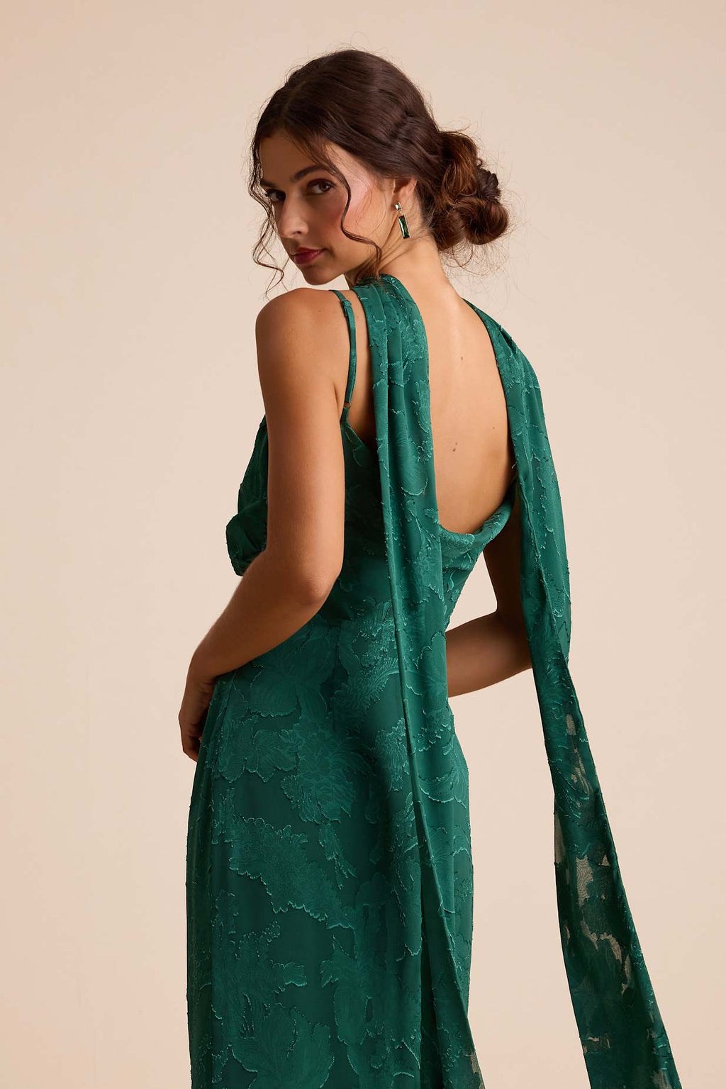 BURNOUT SASH SCARF MAXI DRESS