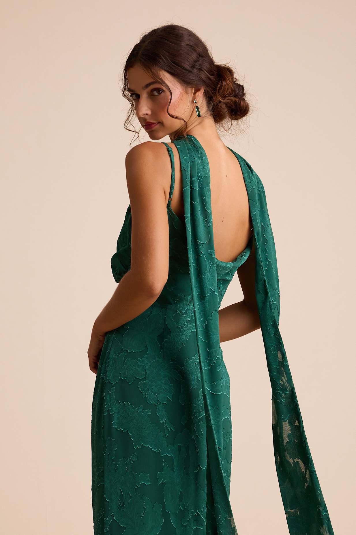 BURNOUT SASH SCARF MAXI DRESS