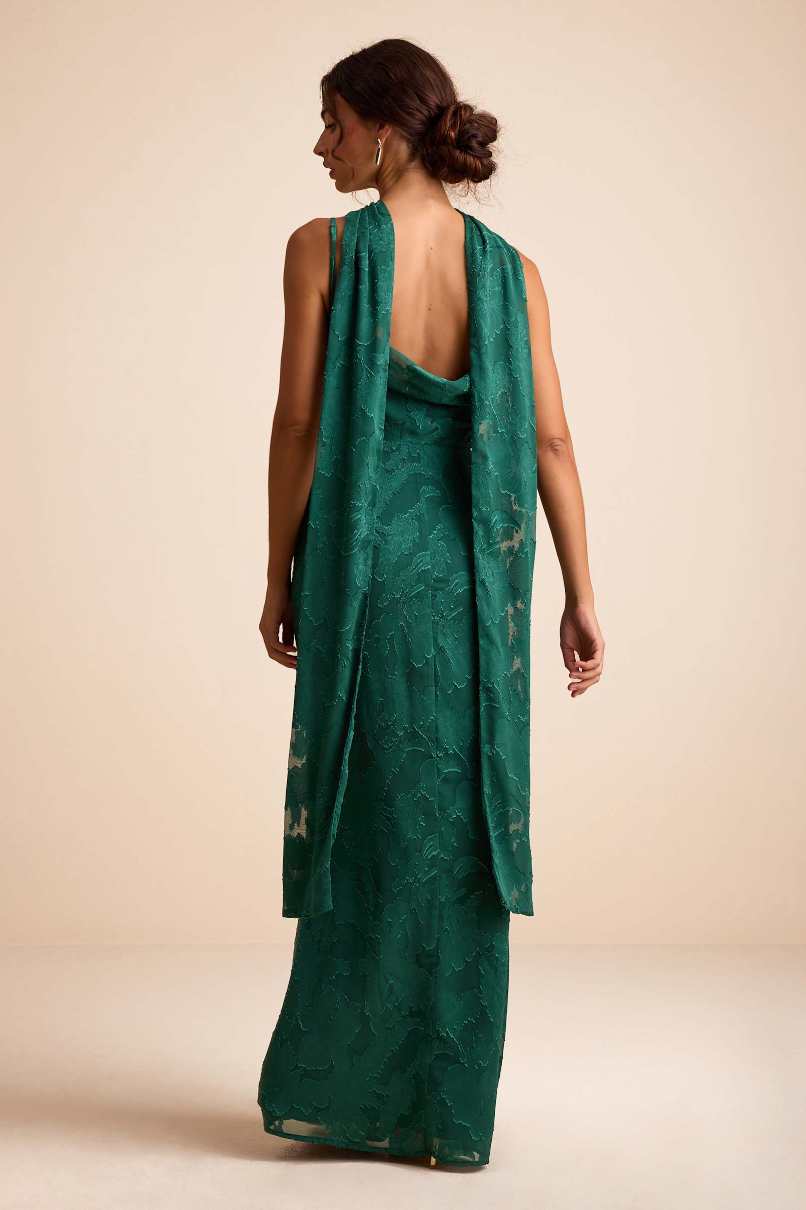 BURNOUT SASH SCARF MAXI DRESS