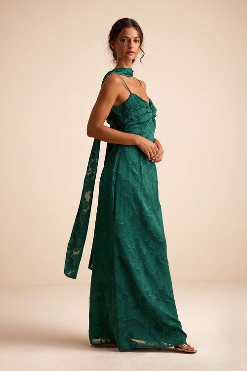 BURNOUT SASH SCARF MAXI DRESS