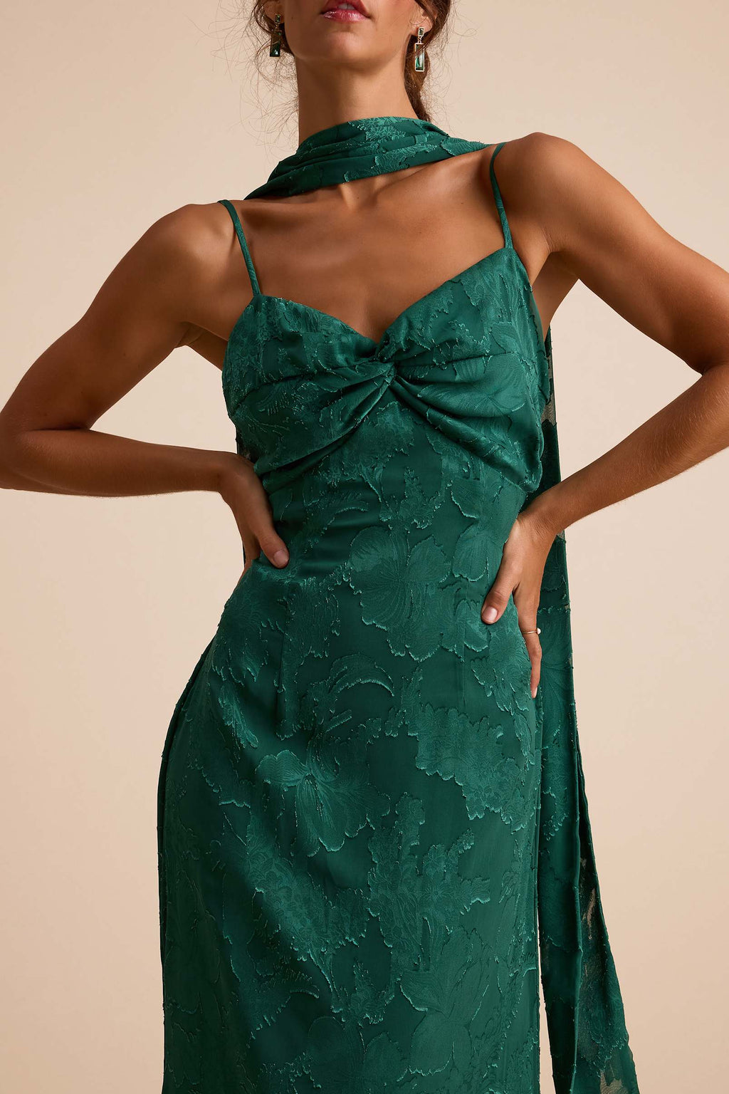 BURNOUT SASH SCARF MAXI DRESS