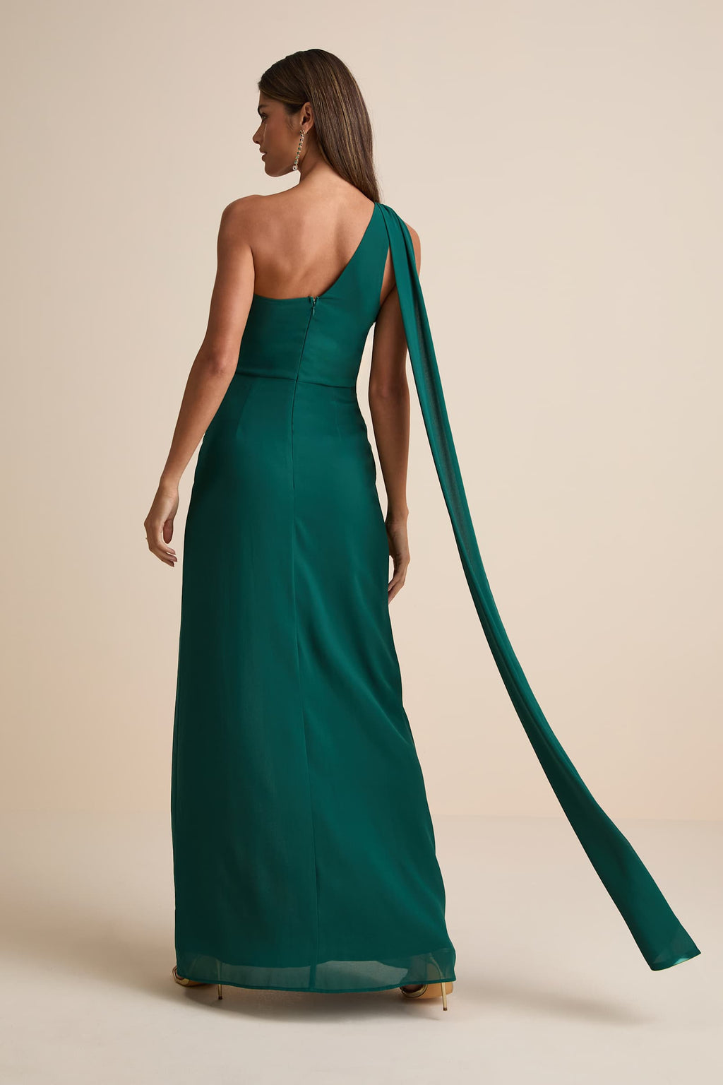 ONE-SHOULDER SCARF MAXI DRESS