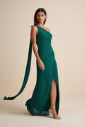 ONE-SHOULDER SCARF MAXI DRESS