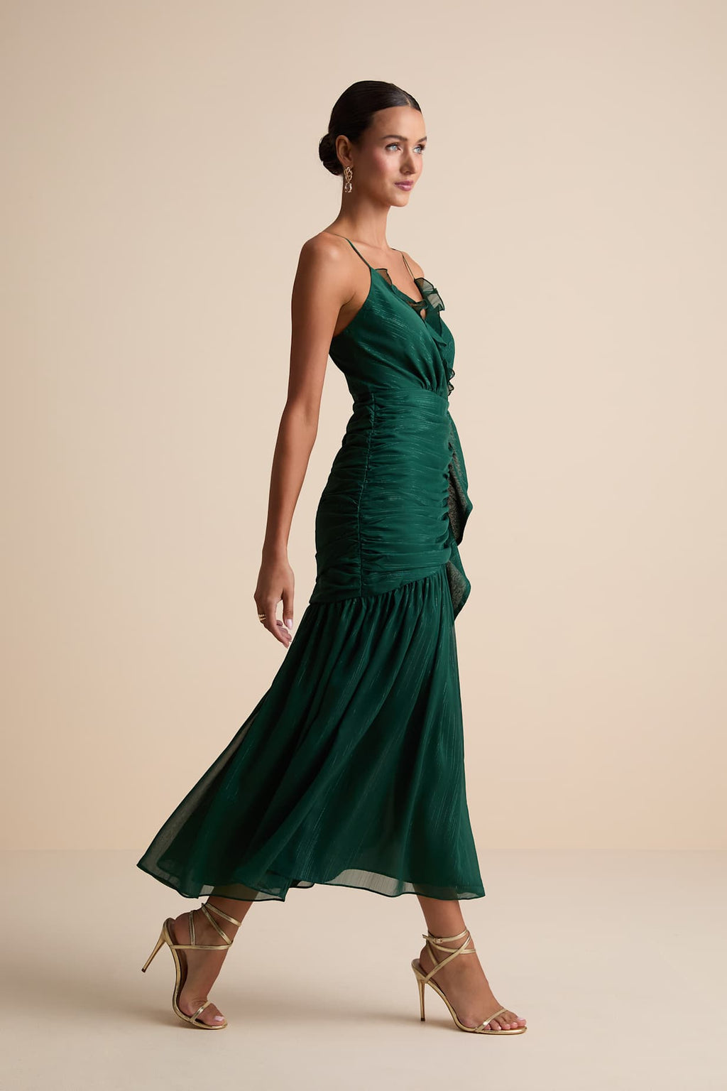 RUCHED MIDI DRESS