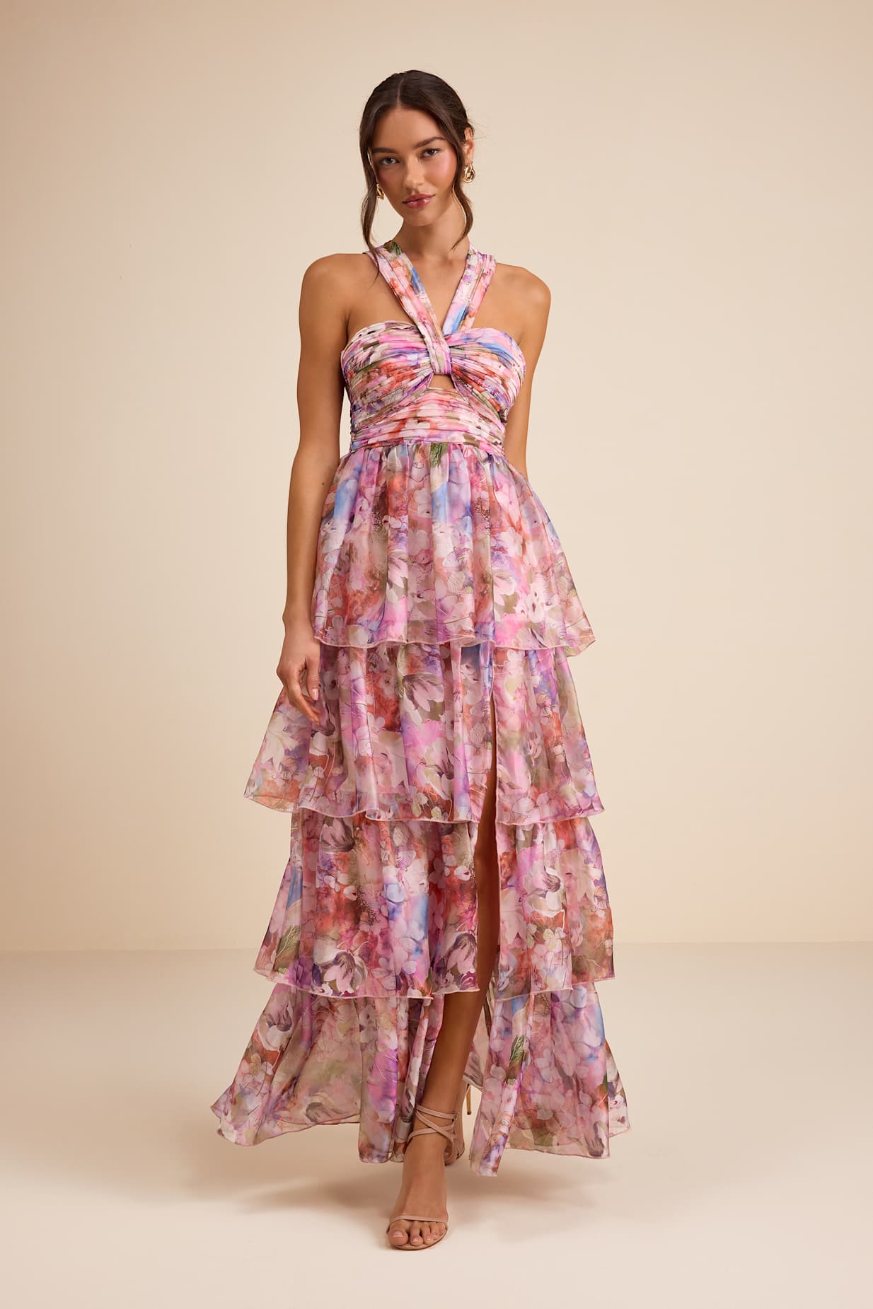 ORGANZA TIERED MAXI DRESS