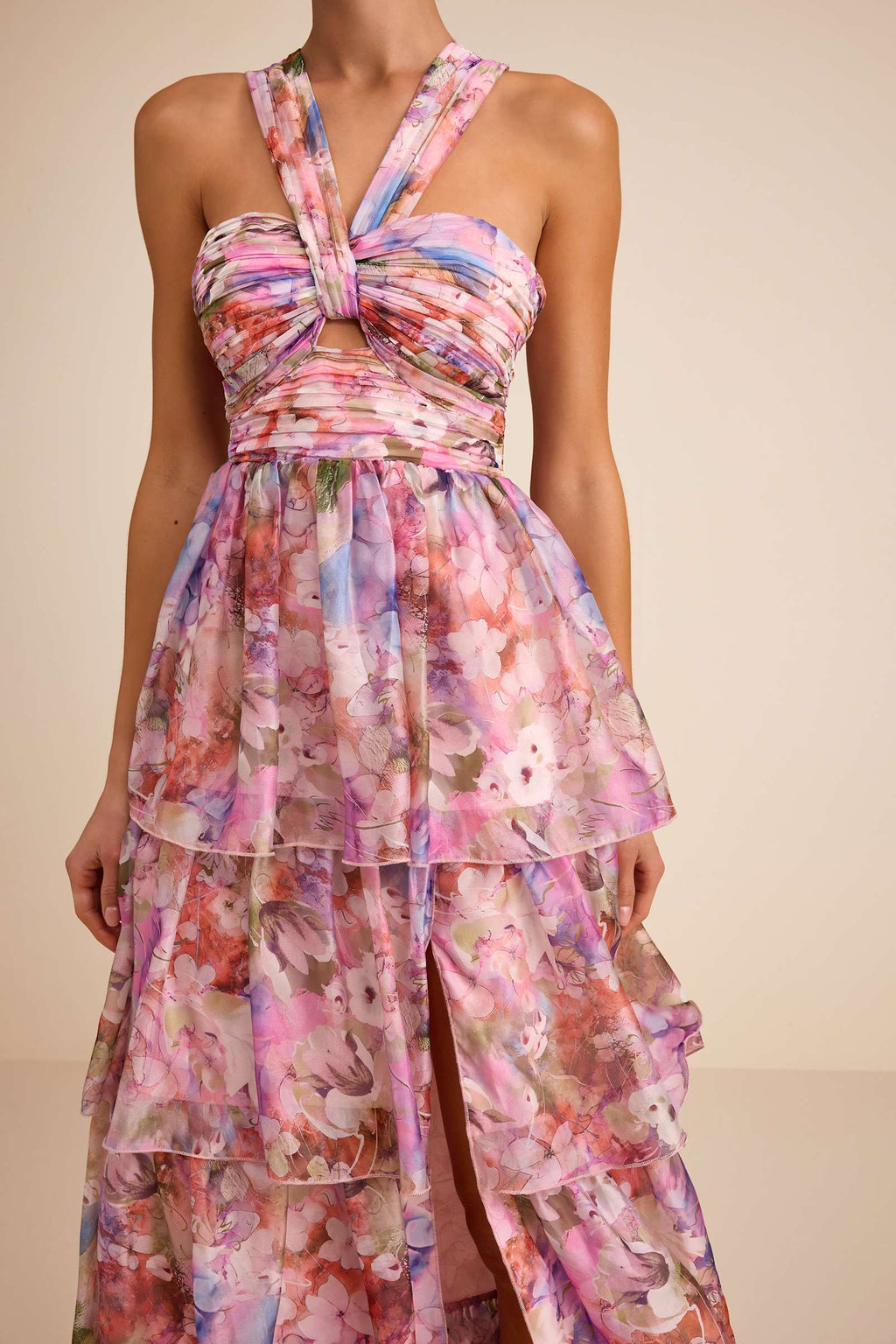 ORGANZA TIERED MAXI DRESS