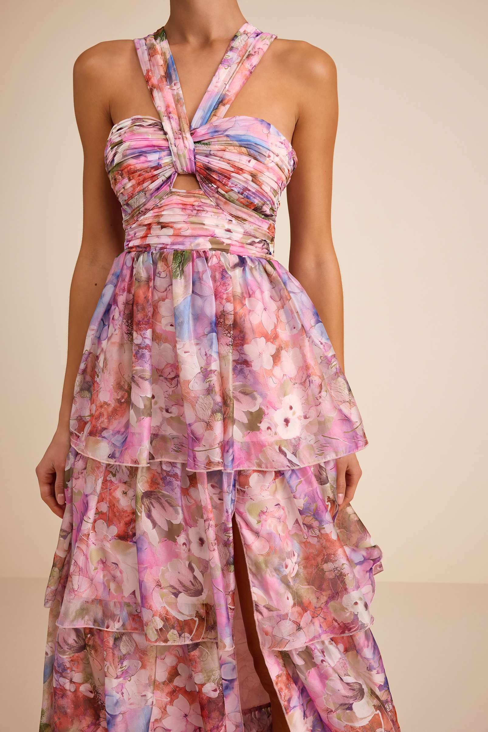 ORGANZA TIERED MAXI DRESS