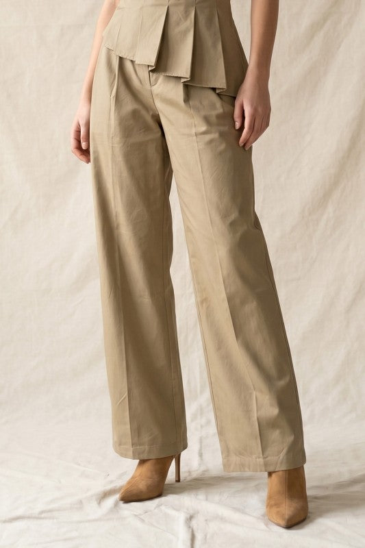 PLEATED ASYMMETRIC TOP/PAPERBAG CROP PANTS