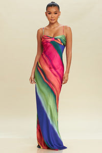 RAINBOW SLIP MAXI DRESS