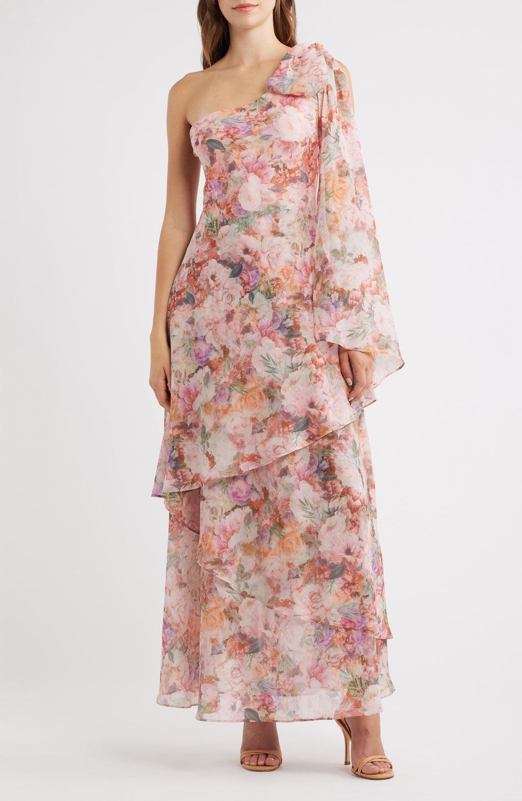 ONE SHOULDER TIERED MAXI DRESS