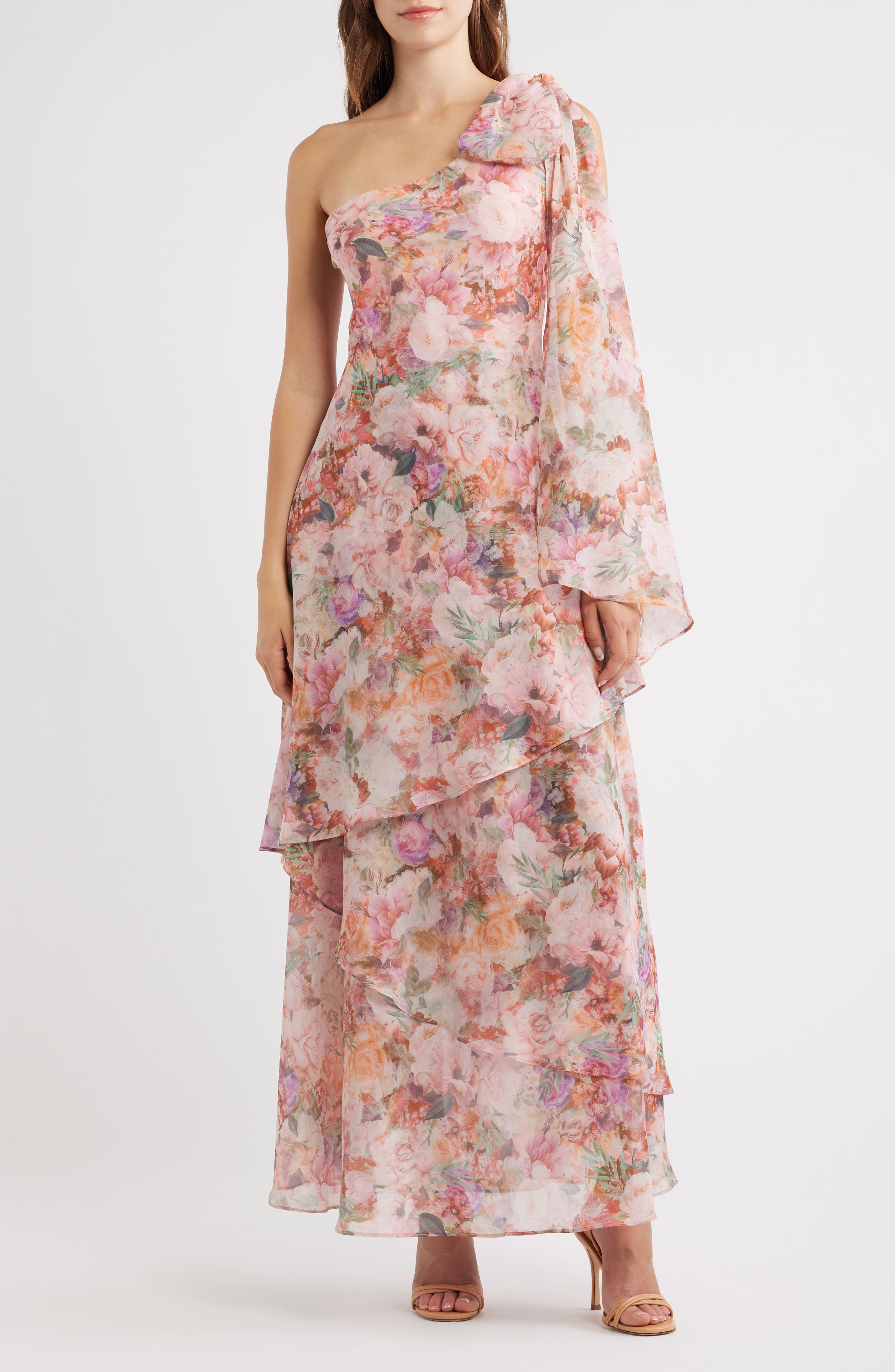 ONE SHOULDER TIERED MAXI DRESS