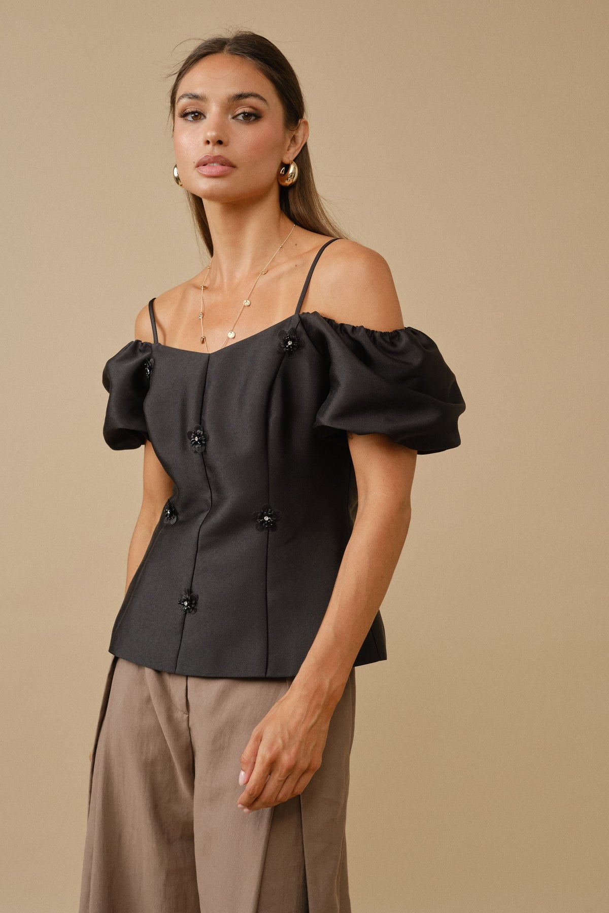 SPAGHETTI STRAP EMBELLISHED TOP