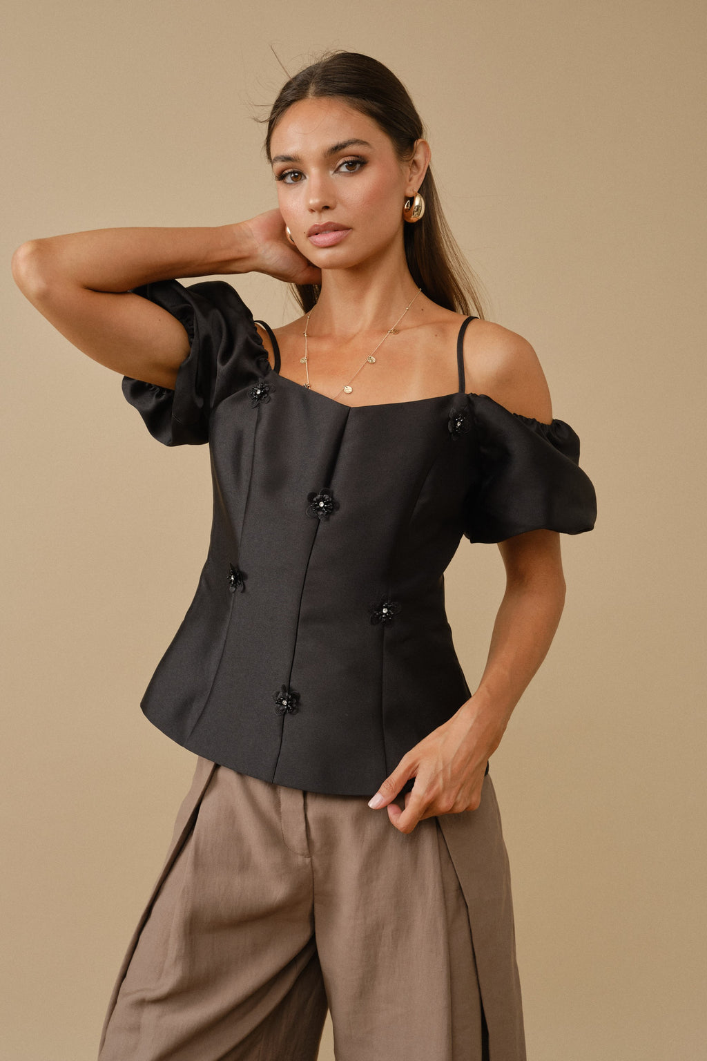 SPAGHETTI STRAP EMBELLISHED TOP