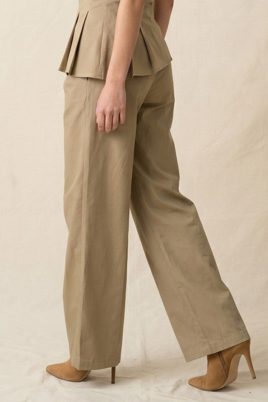 PLEATED ASYMMETRIC TOP/PAPERBAG CROP PANTS