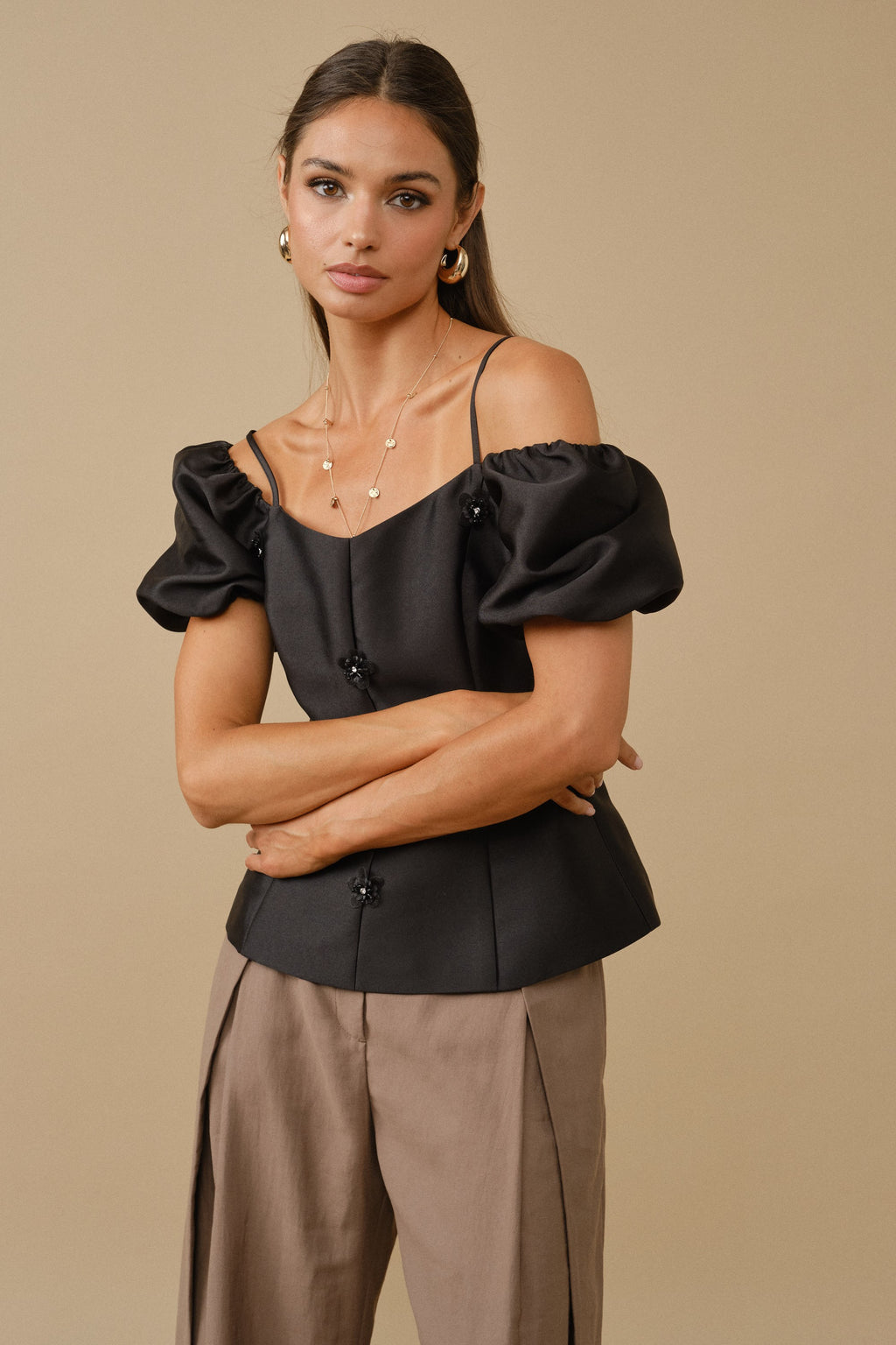 SPAGHETTI STRAP EMBELLISHED TOP
