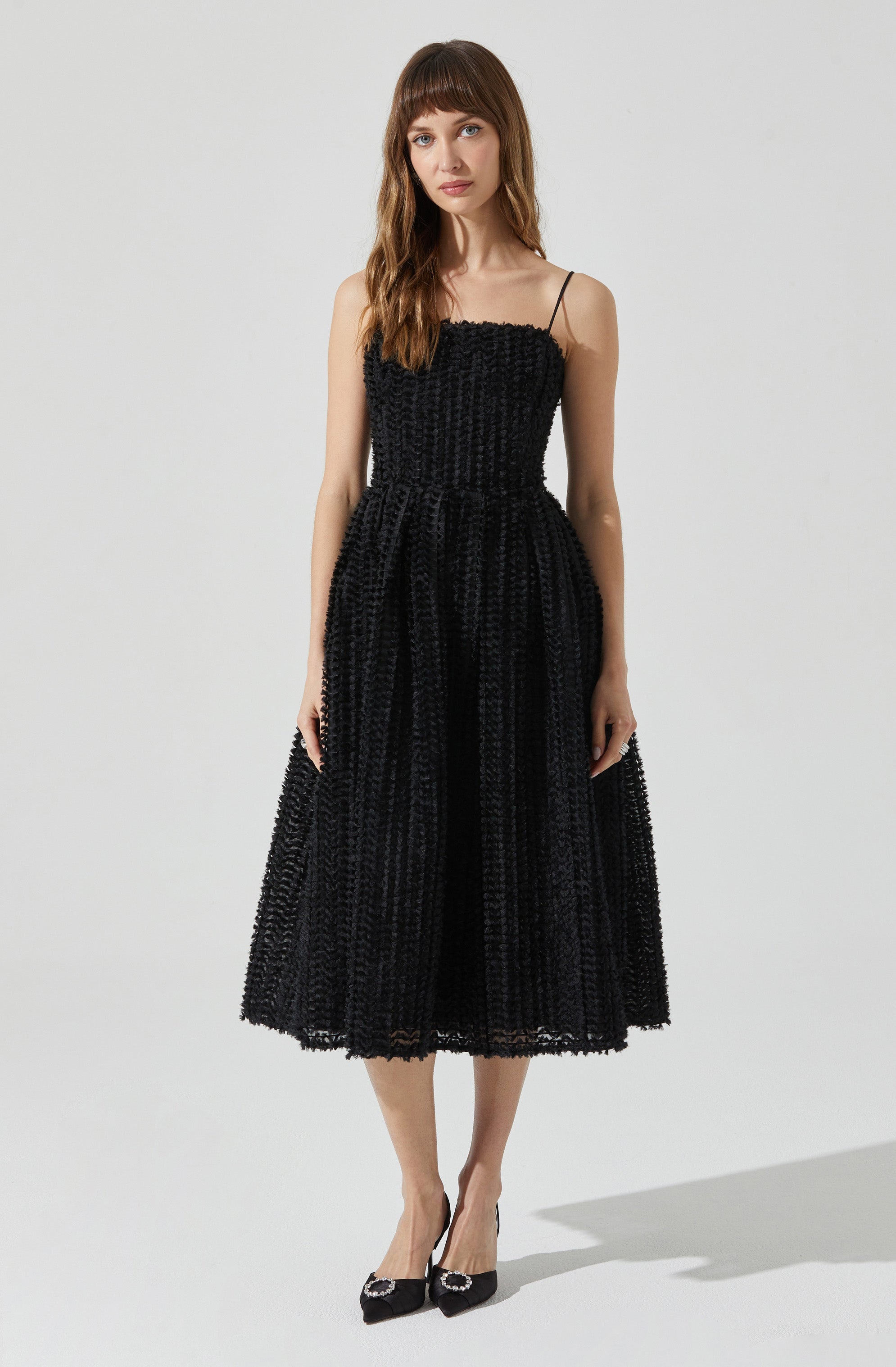 TEXTURED MIDI DRESS