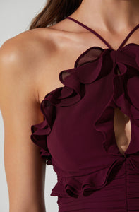 RUFFLE DETAIL MAXI DRESS