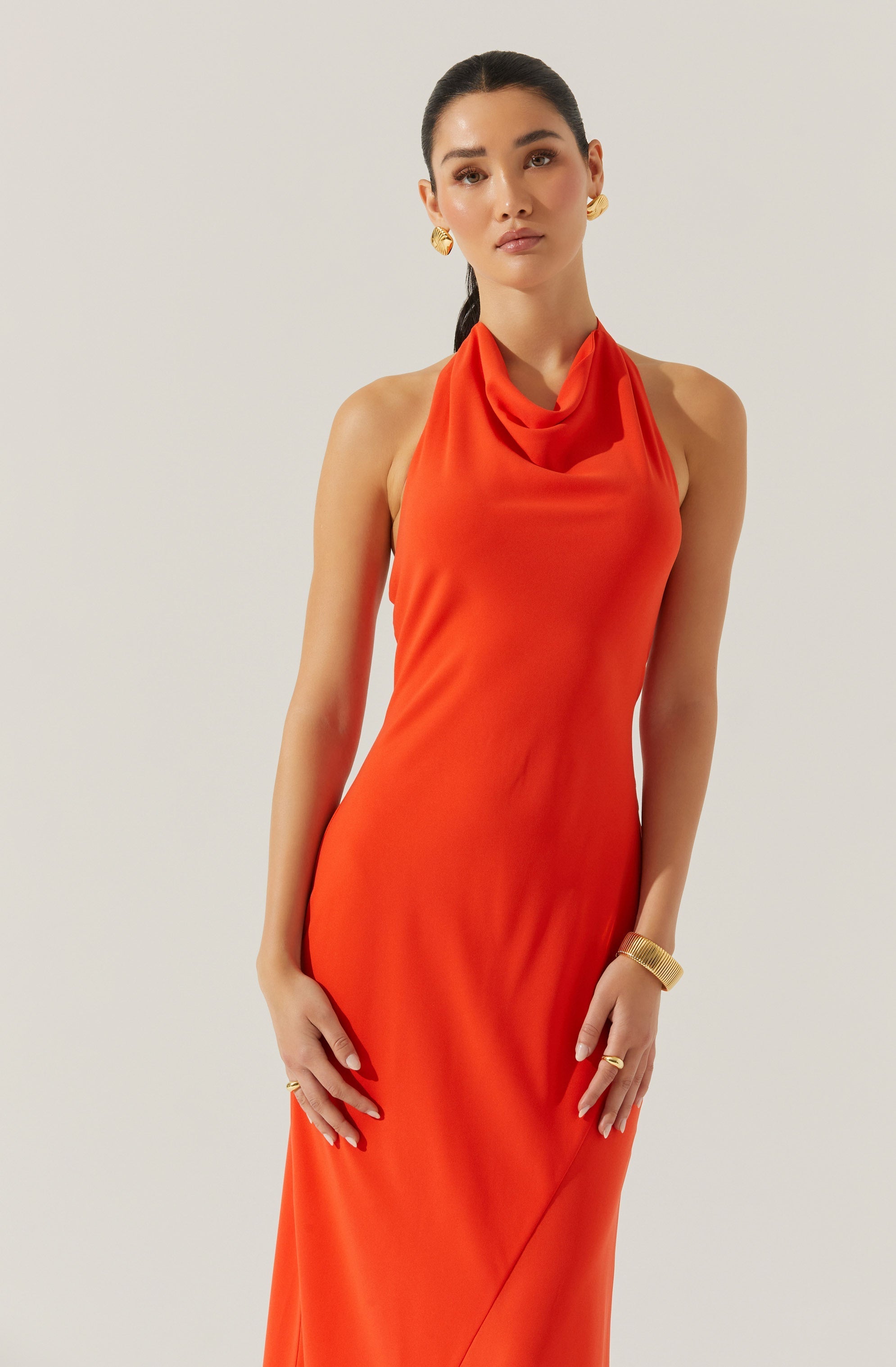 COWL NECK HALTER DRESS
