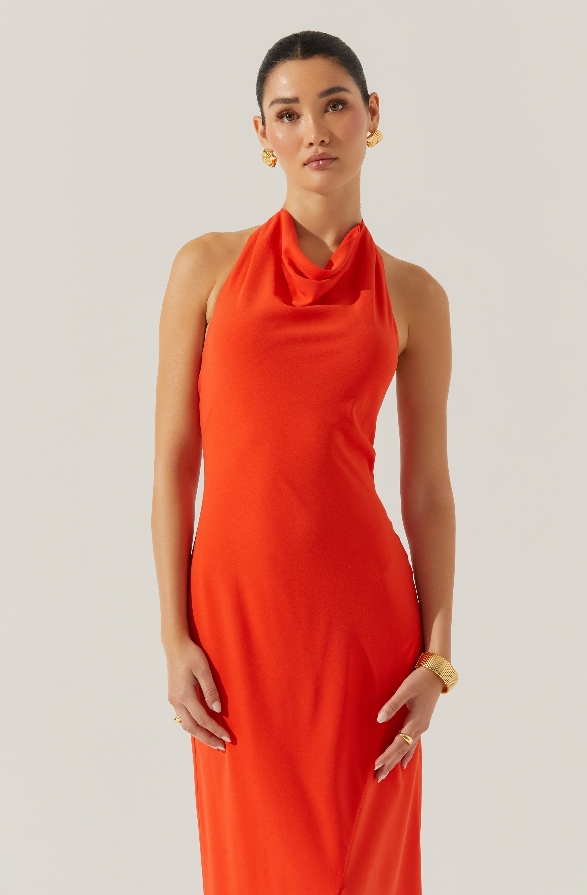 COWL NECK HALTER DRESS