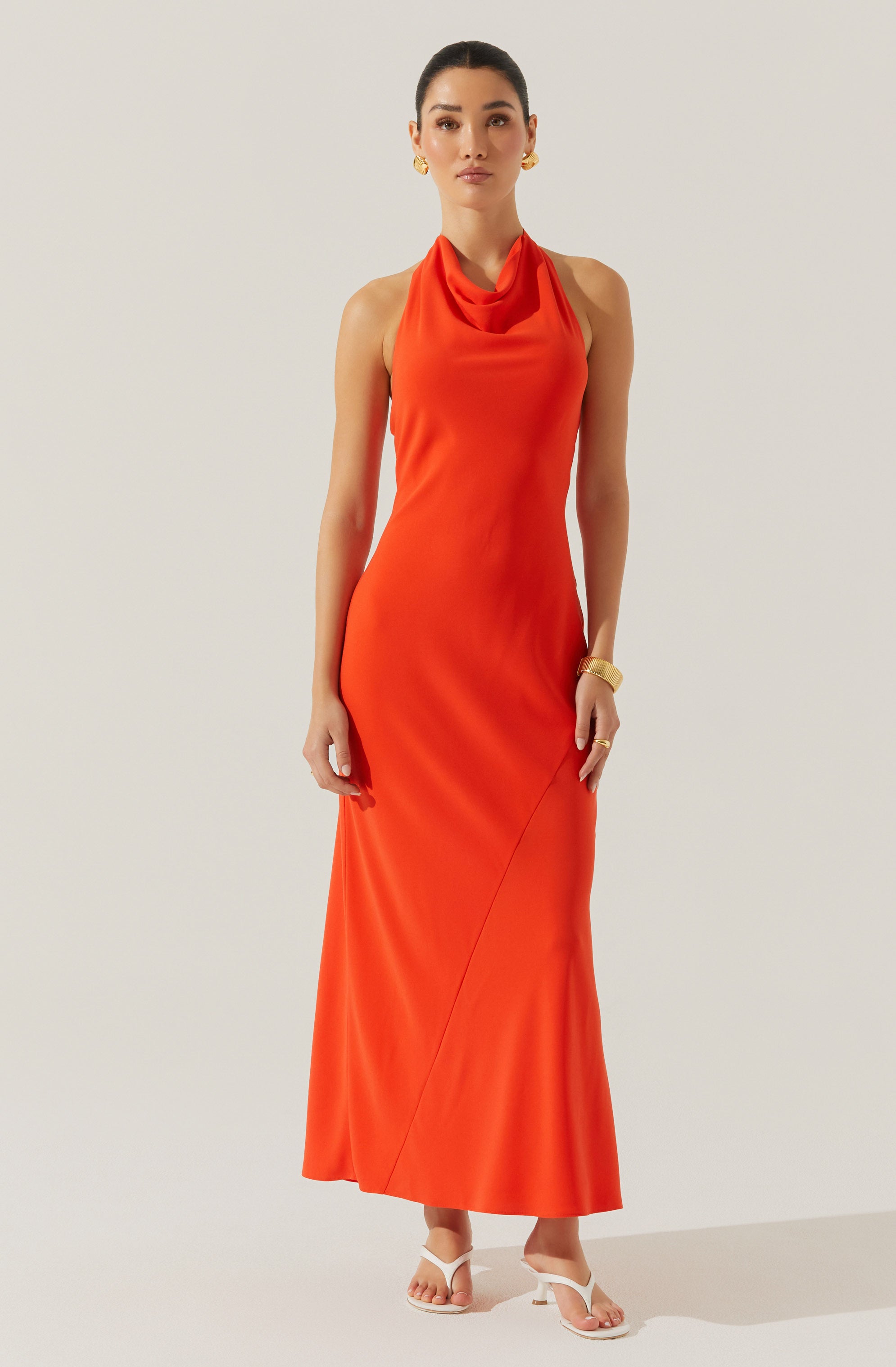 COWL NECK HALTER DRESS