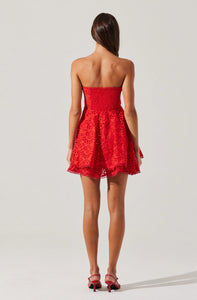 STRAPLESS EYELET MINI DRESS