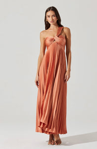 PLEATED MAXI DRESS