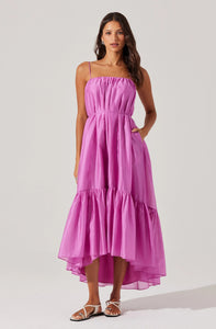 TIERED HIGH-LOW MAXI DRESS