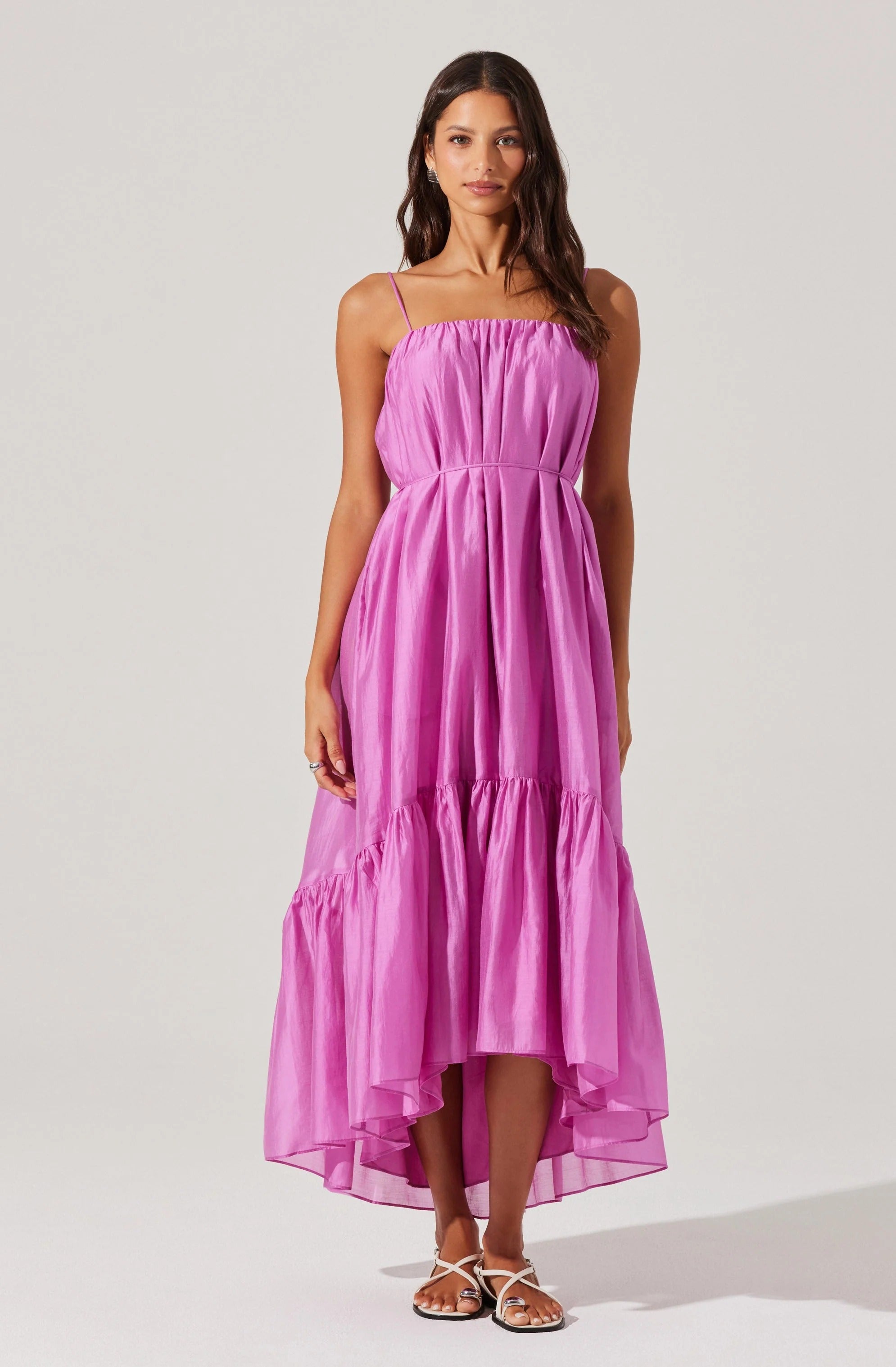 TIERED HIGH-LOW MAXI DRESS