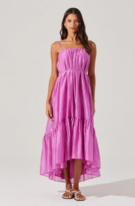 TIERED HIGH-LOW MAXI DRESS