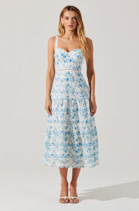 FLORAL EYELET MIDI DRESS
