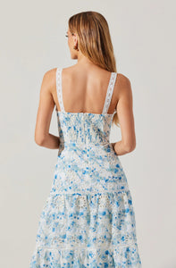 FLORAL EYELET MIDI DRESS