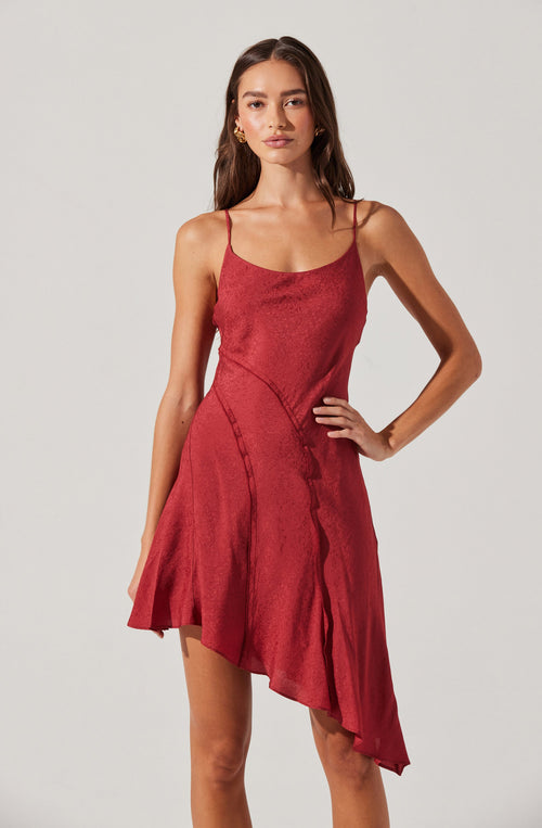 ASYMMETRICAL SLIP MINI DRESS