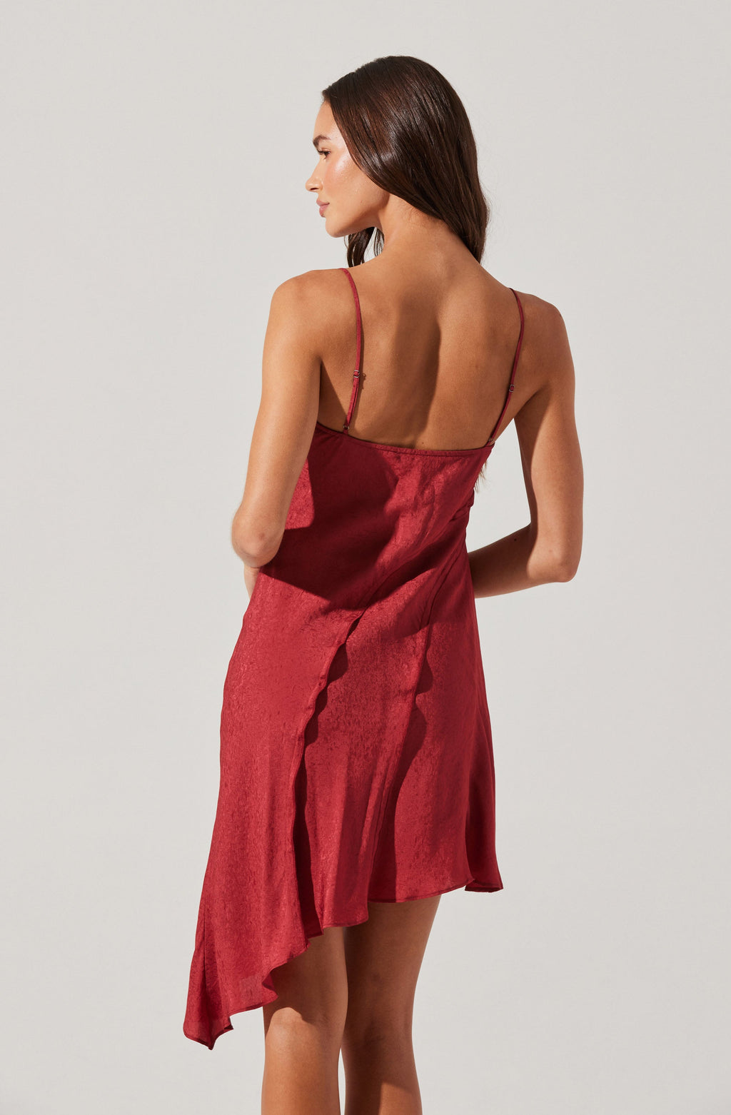 ASYMMETRICAL SLIP MINI DRESS
