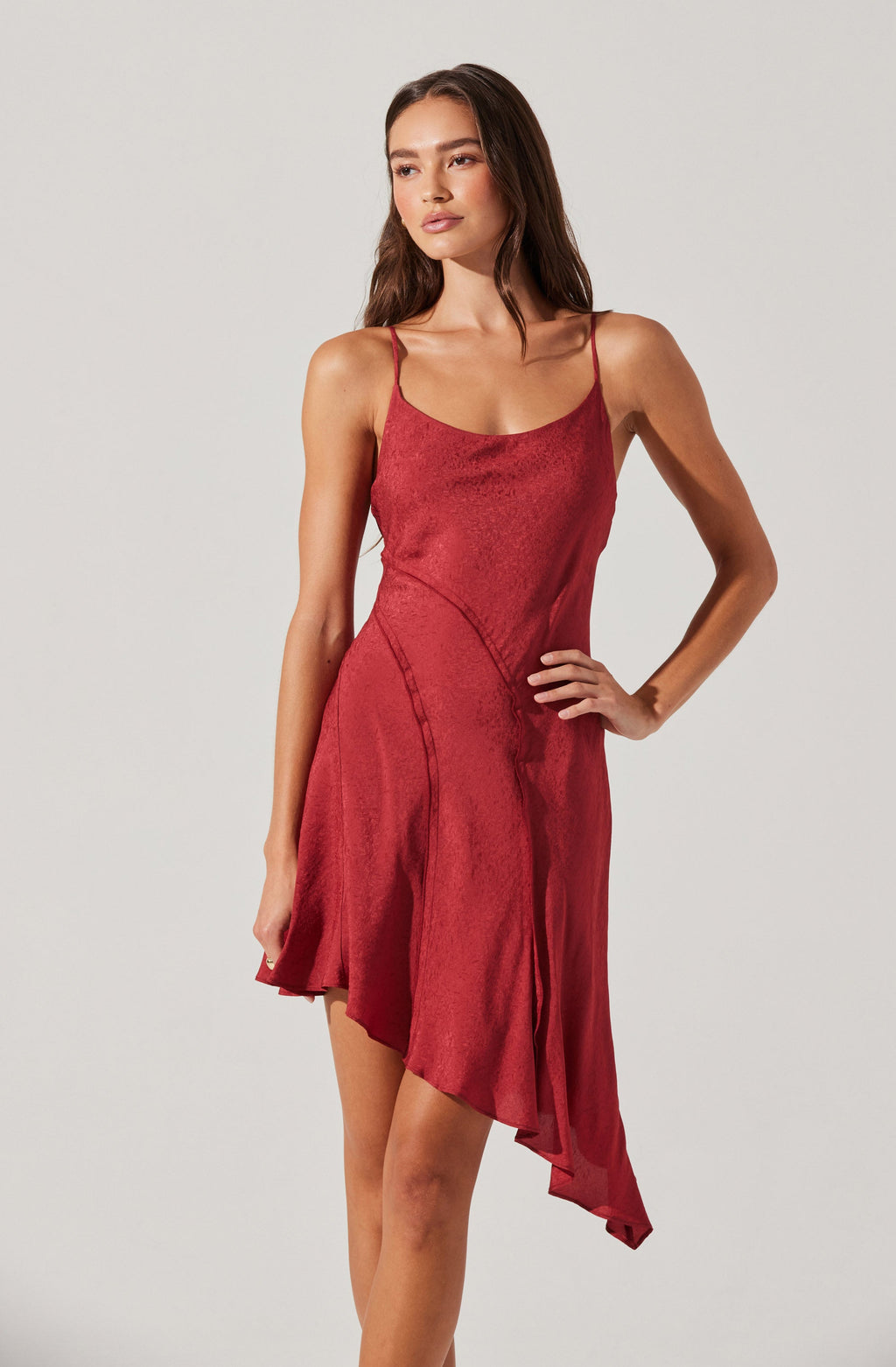 ASYMMETRICAL SLIP MINI DRESS