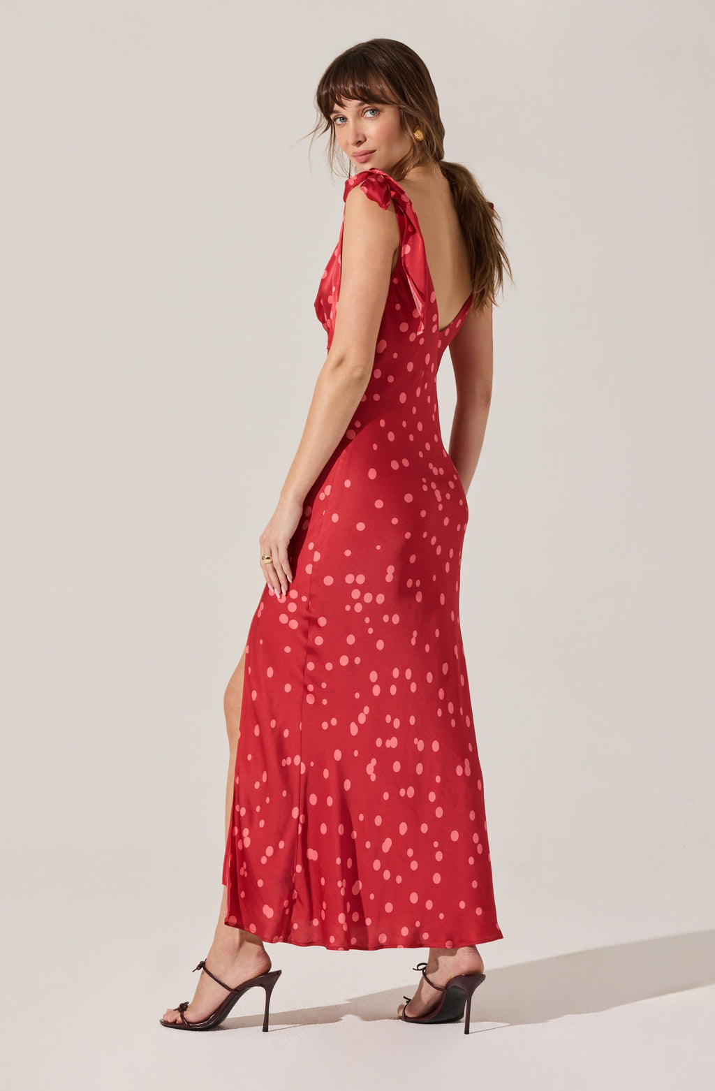 SATIN COWL NECK MIDI DRESS