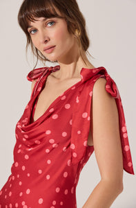 SATIN COWL NECK MIDI DRESS