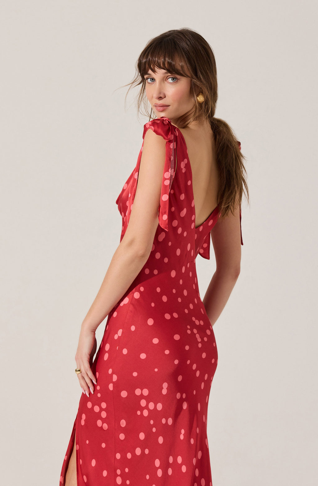 SATIN COWL NECK MIDI DRESS