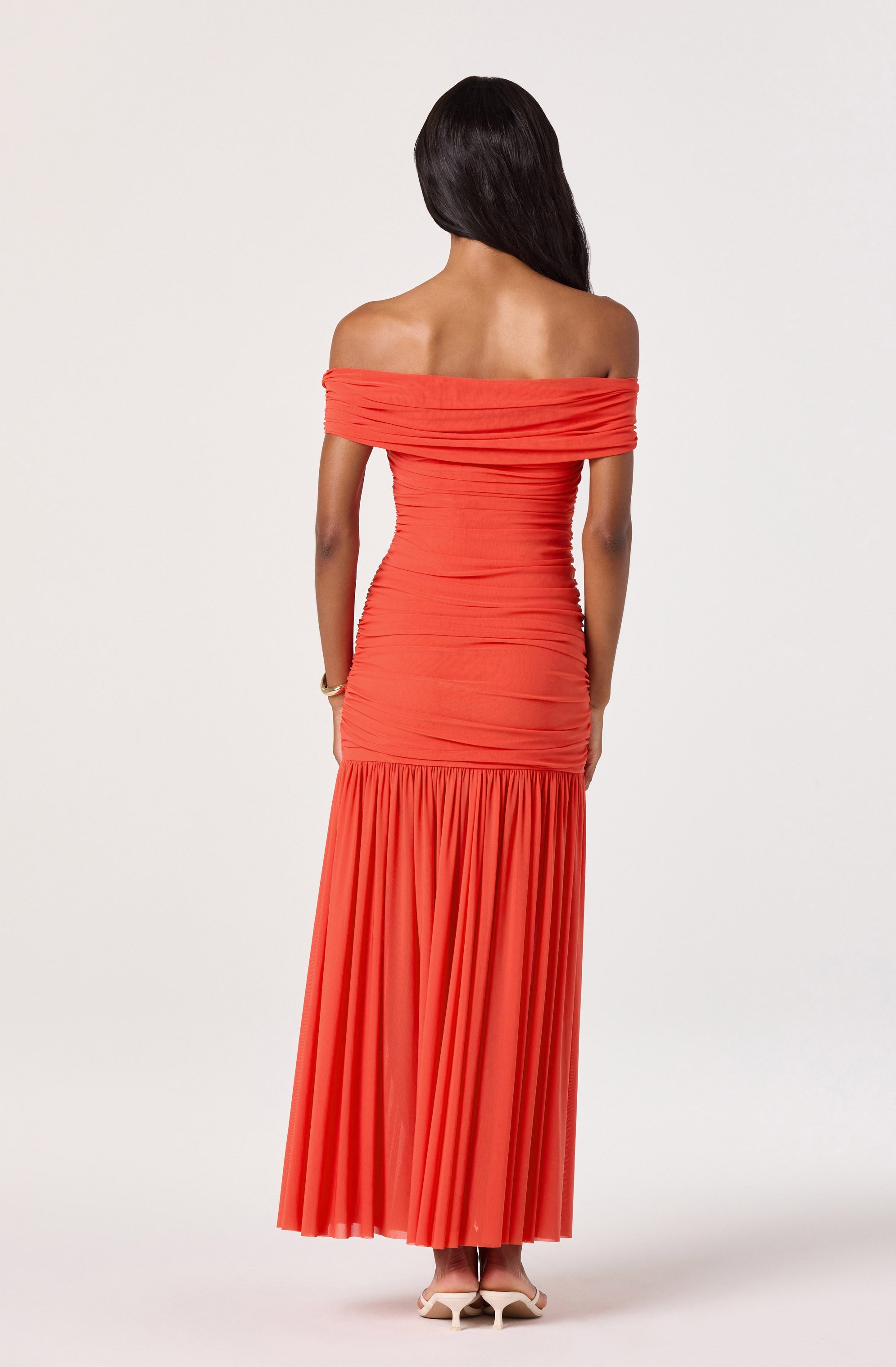 MAXI KNIT OFF‑SHOULDER DRESS