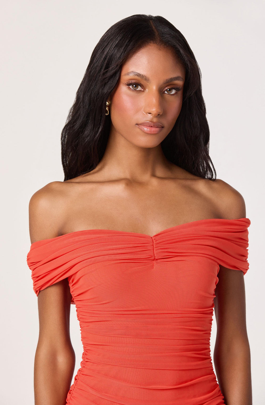 MAXI KNIT OFF‑SHOULDER DRESS