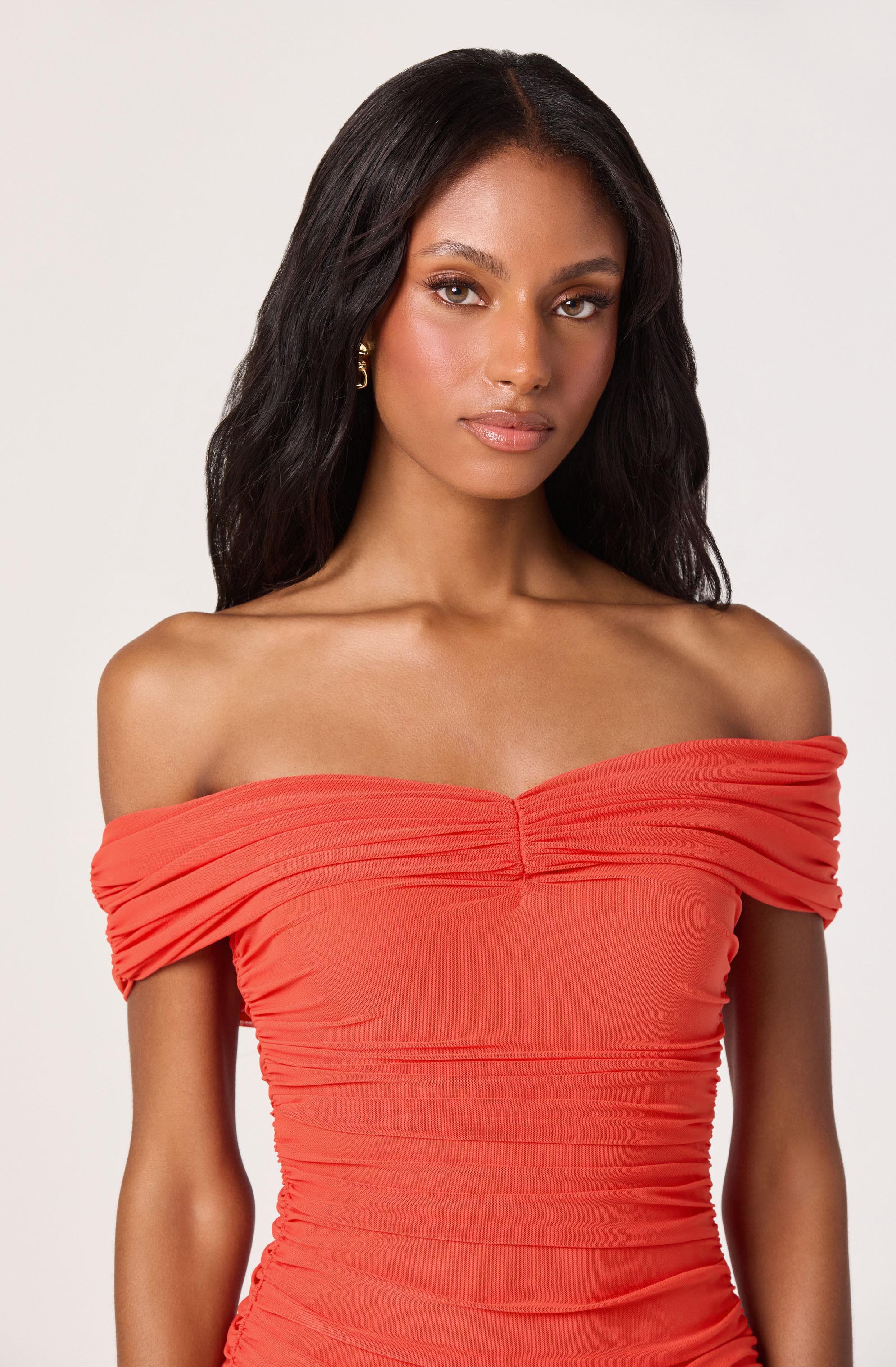 MAXI KNIT OFF‑SHOULDER DRESS