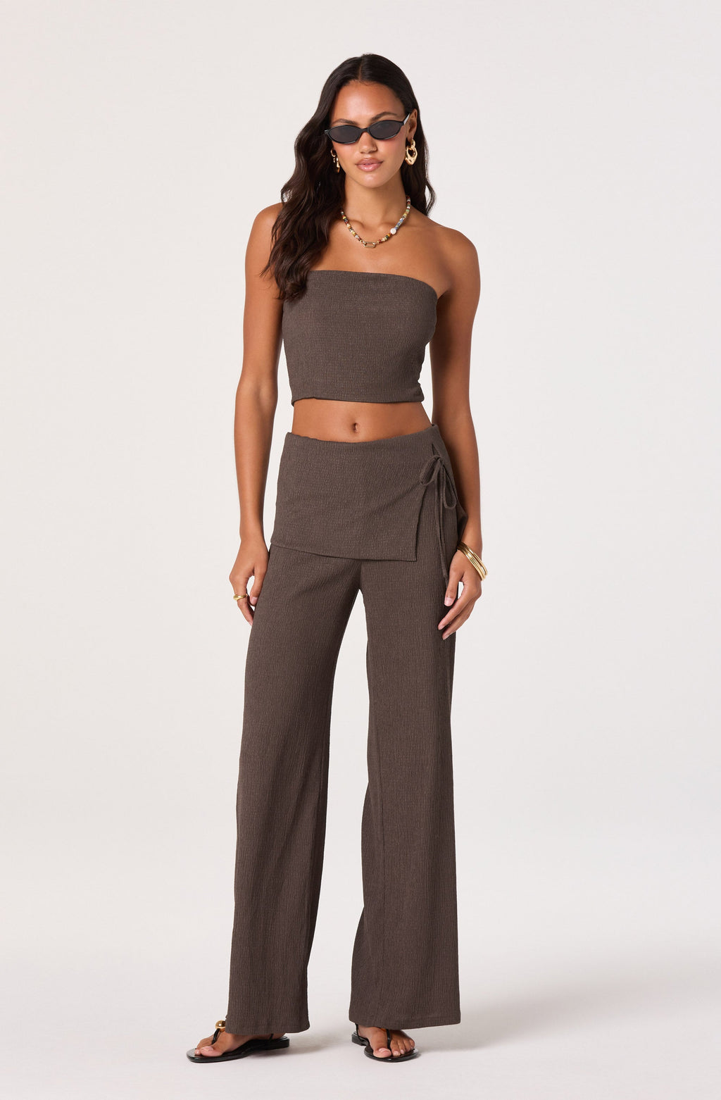 SKIRT-PANEL WIDE LEG PANTS