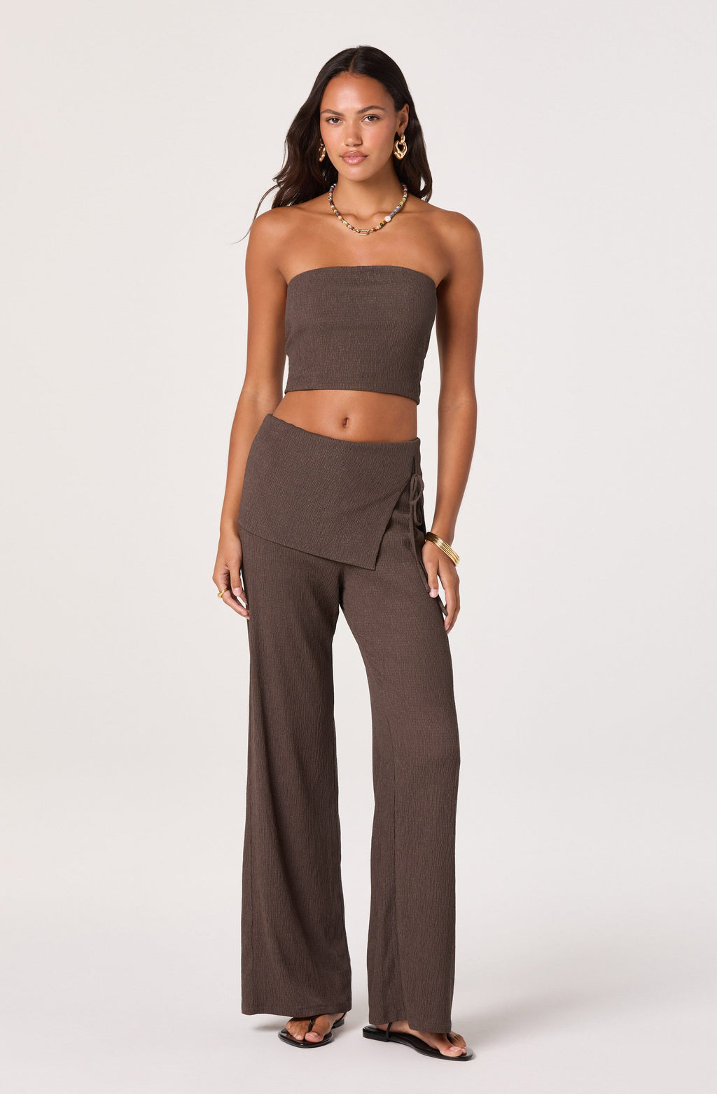 SKIRT-PANEL WIDE LEG PANTS