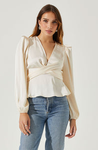 SATIN PUFF SLEEVE TOP