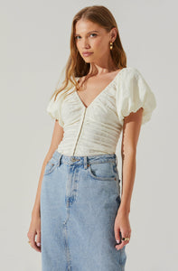 RUCHED PUFF SLEEVE TOP