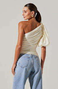 ONE SHOULDER PLEATED TOP