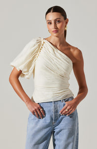 ONE SHOULDER PLEATED TOP