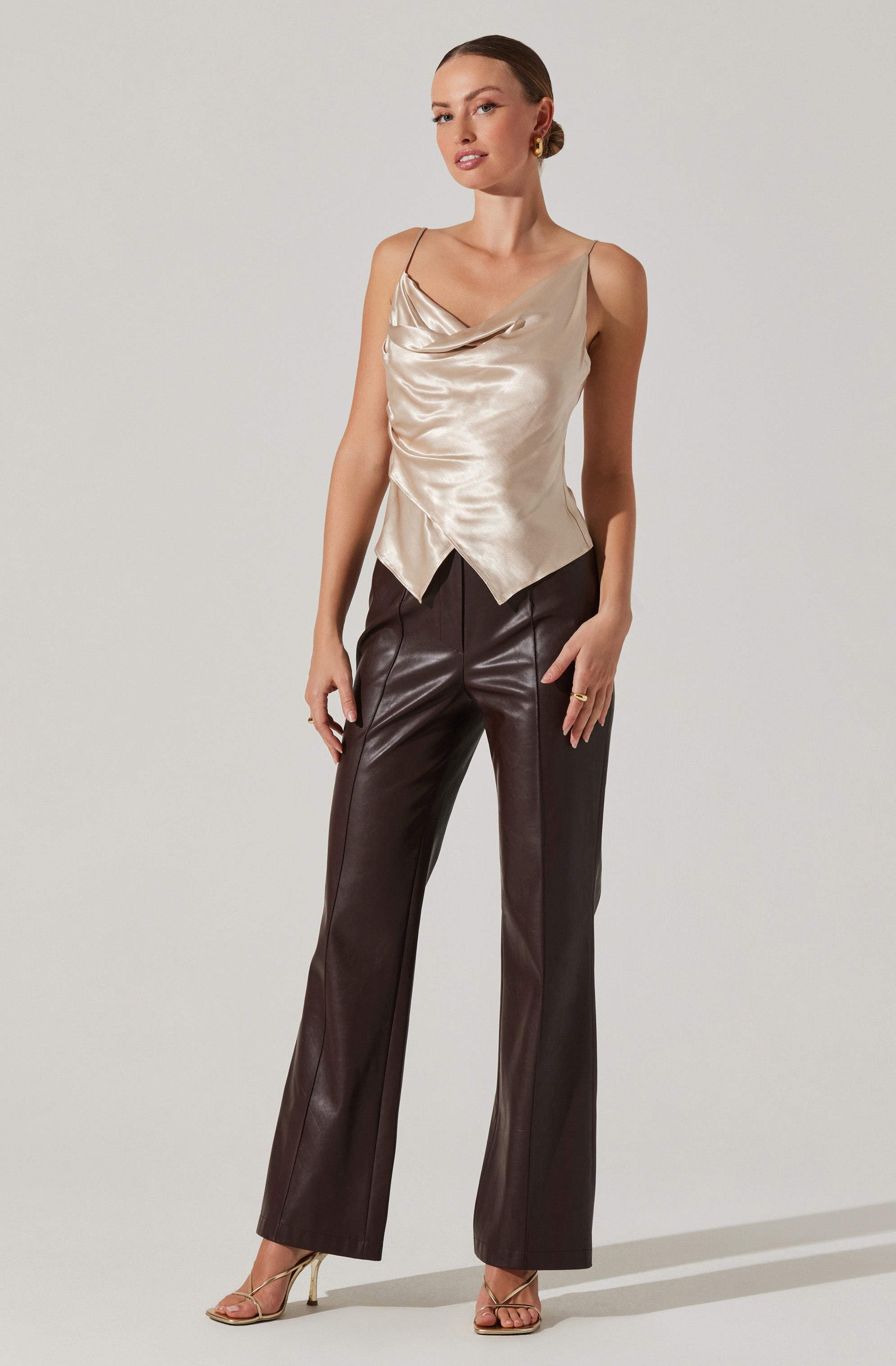 DRAPED SATIN TOP