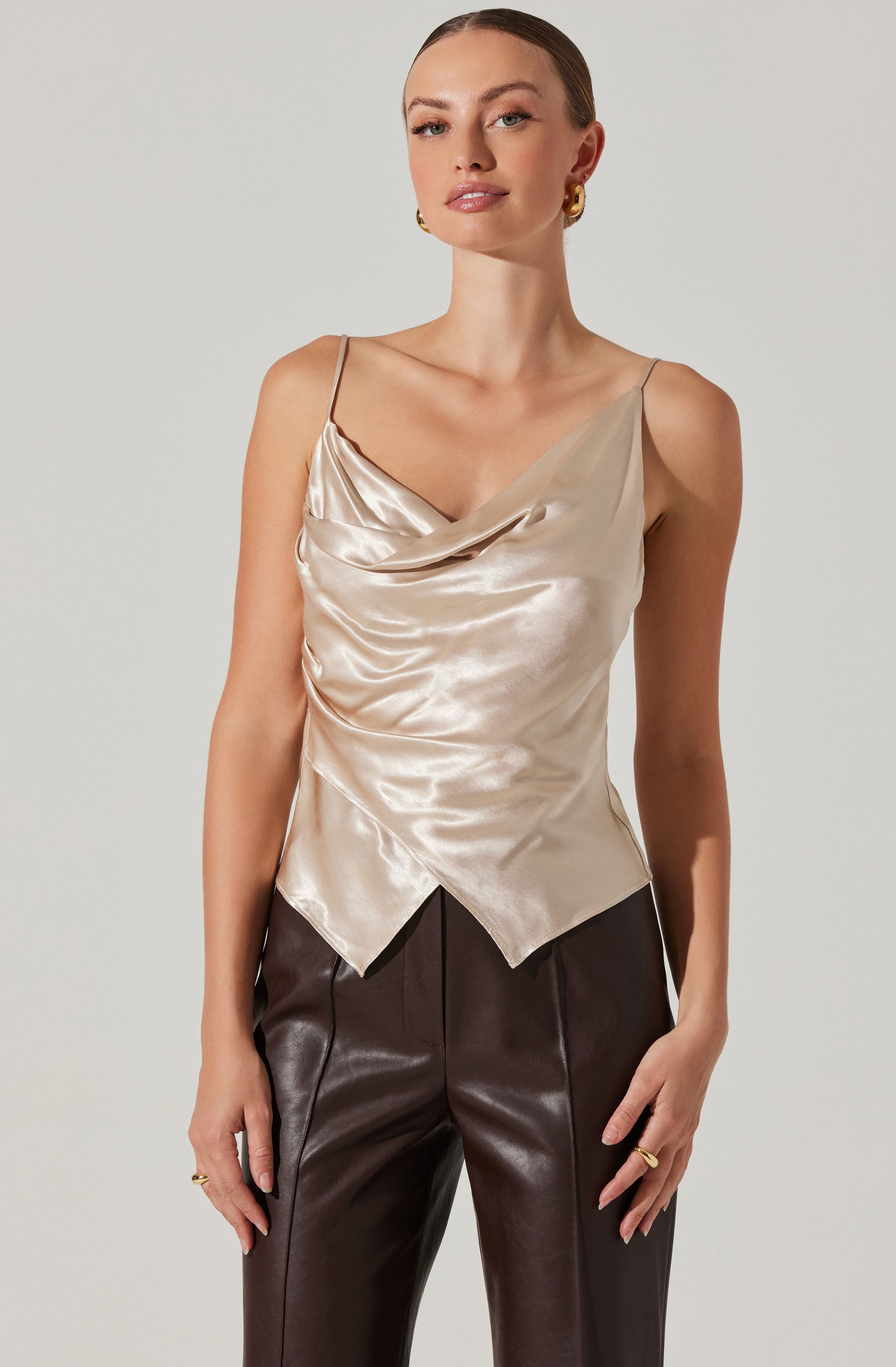 DRAPED SATIN TOP